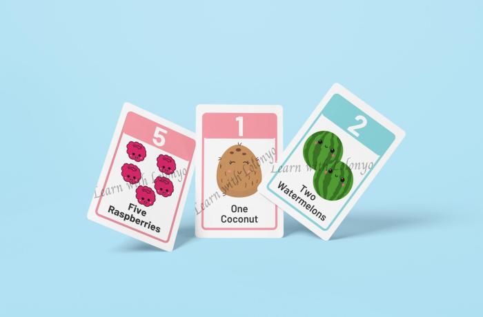 Counting Fruits & Vegetables Flashcards | Aged 3 - 6 | Counting exercise | Fruit and number matching exercise | Sorting activity