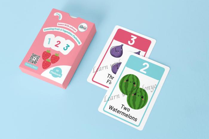 Counting Fruits & Vegetables Flashcards | Aged 3 - 6 | Counting exercise | Fruit and number matching exercise | Sorting activity